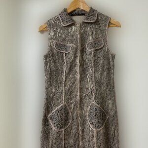 sold ~ Andrew Marc Lace Embroidered Lined Zipper Pockets Women's Dress